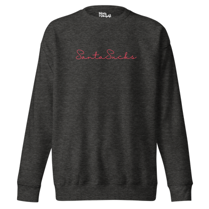 Santa Sucks Premium Unisex Sweatshirt - Red Print Edition